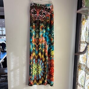 Emerald Strapless Multicolor Maxi Dress or Skirt Peacock Pattern